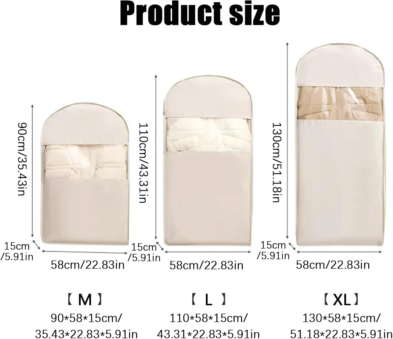 2025 Space Saving Hanging Garment Bag with Self Compression Zipper,Otherwise Garment Bag, Garment Bags for Travel,35/43/51in Garment Bags for Hanging Clothes, Coats, Jackets, Shirts (Beige, XL)