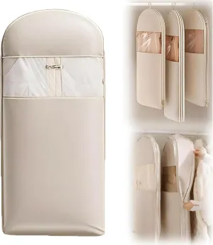 2025 Space Saving Hanging Garment Bag with Self Compression Zipper,Otherwise Garment Bag, Garment Bags for Travel,35/43/51in Garment Bags for Hanging Clothes, Coats, Jackets, Shirts (Beige, XL)