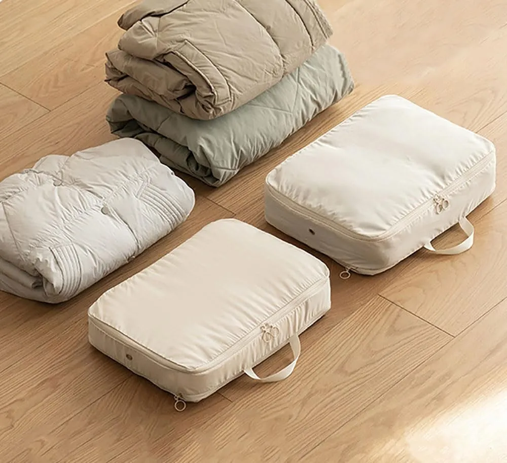 2025 Ultra Compact Self-Sealing Storage Solution – Giant Space-Saver for Travel & Home， Self-Shrinking Storage Bag (beige,Large)