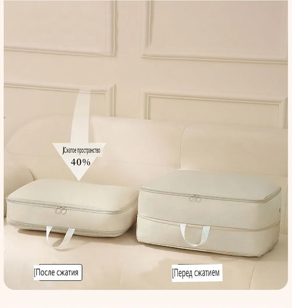 2025 Ultra Compact Self-Sealing Storage Solution – Giant Space-Saver for Travel & Home， Self-Shrinking Storage Bag (beige,Large)