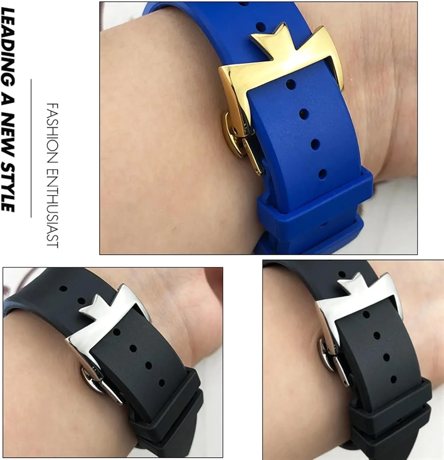 20mm 21mm 22mm Fluoros Rubber Watchband Fit for Vacheron Constantin Red Blue Black Waterproof Soft Watch Strap Bracelet