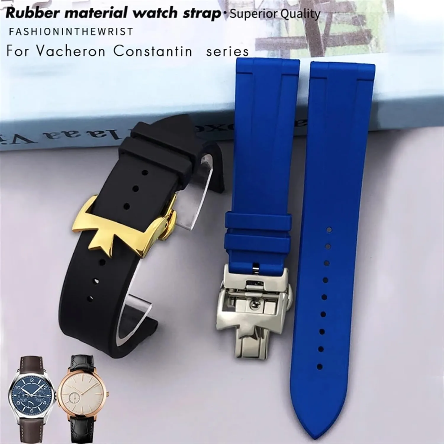20mm 21mm 22mm Fluoros Rubber Watchband Fit for Vacheron Constantin Red Blue Black Waterproof Soft Watch Strap Bracelet