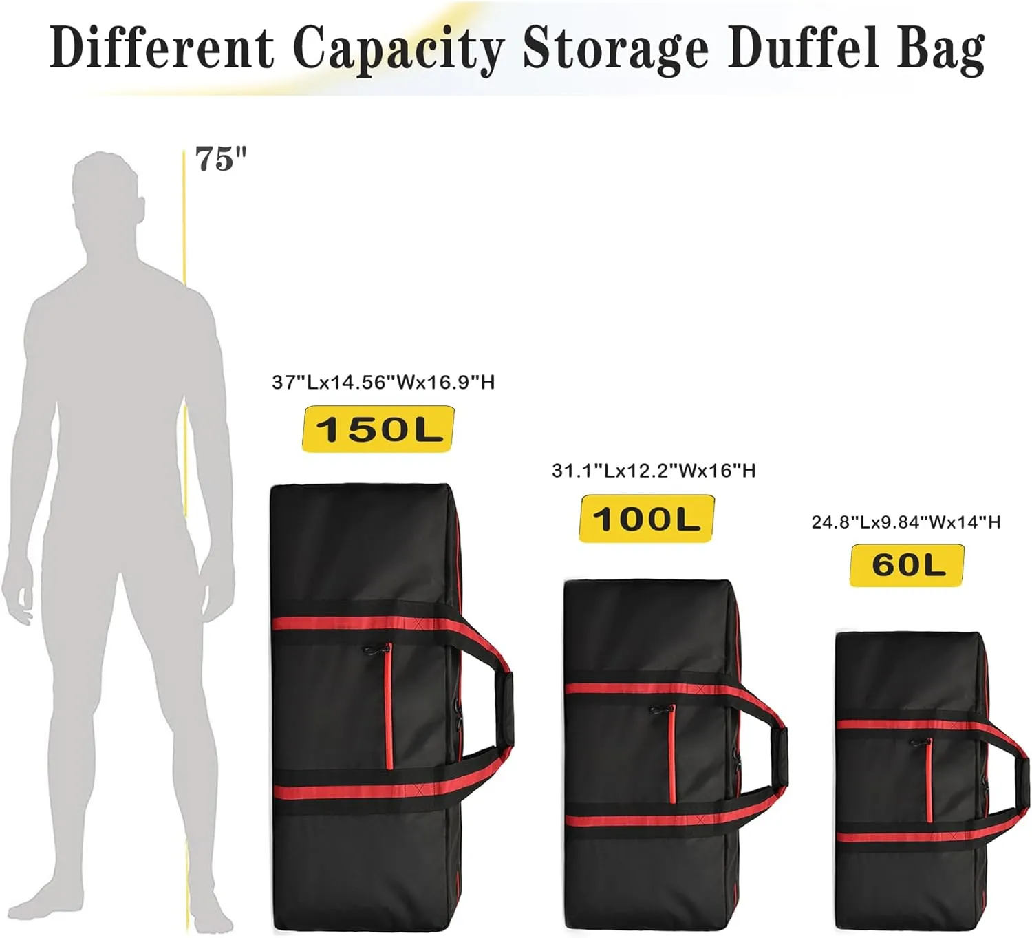 24.8 ” Travel Bag, Duffle Bag for Men Women, Large 60L Weekender Overnight Bag with Trolley Sleeve and Wet Pocket