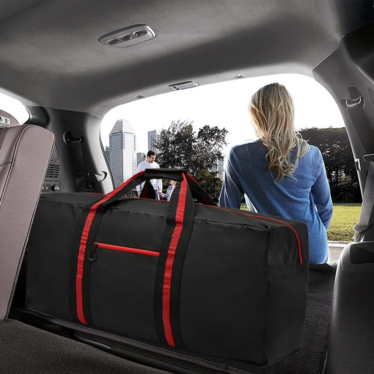 24.8 ” Travel Bag, Duffle Bag for Men Women, Large 60L Weekender Overnight Bag with Trolley Sleeve and Wet Pocket