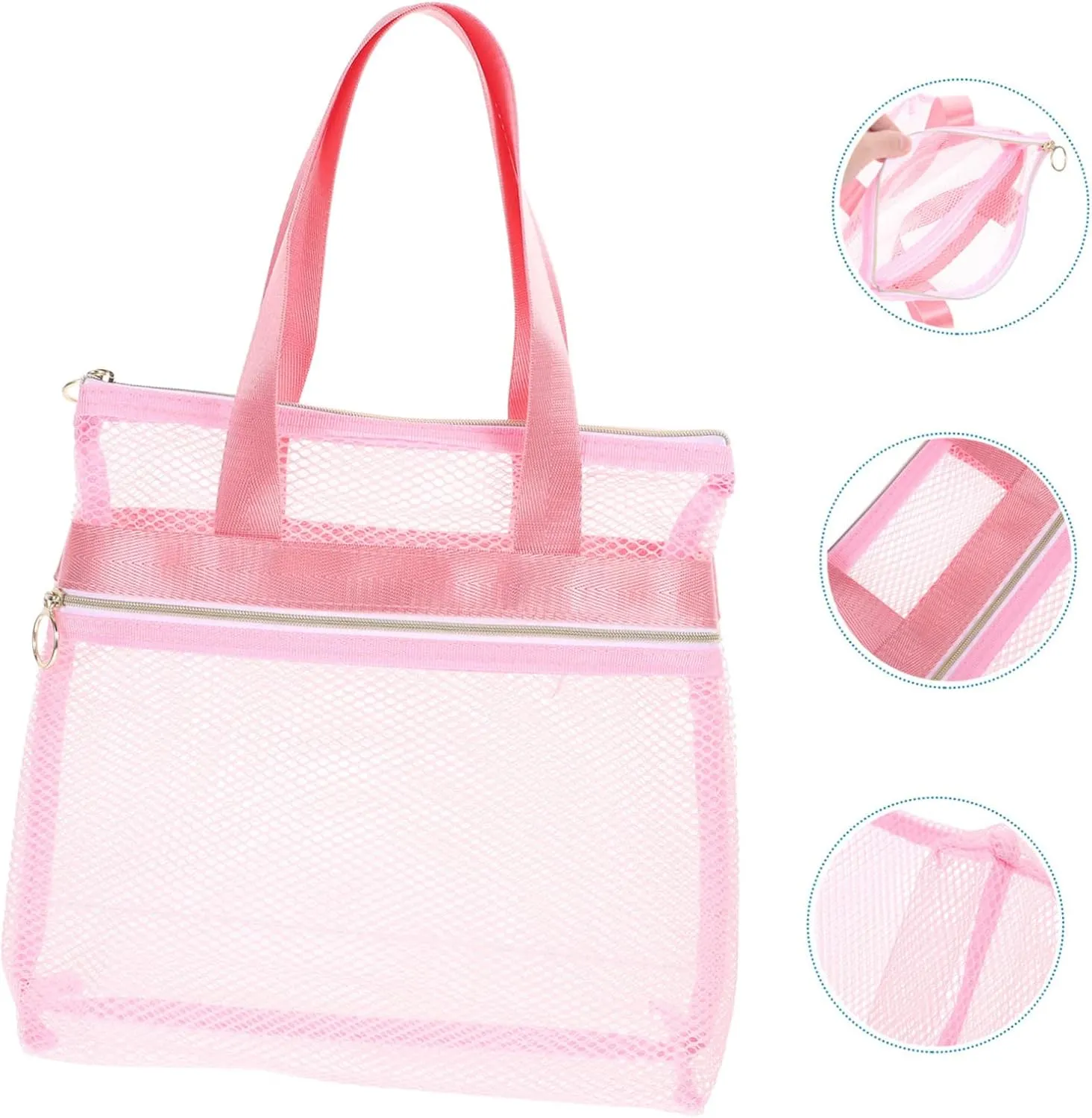 2pcs Travel Toiletry Bag Travel Make up Bag Shower Portable Nylon Beach Bag Multiple Pockets, Pinkx2pcs, 29X26CMx2pcs