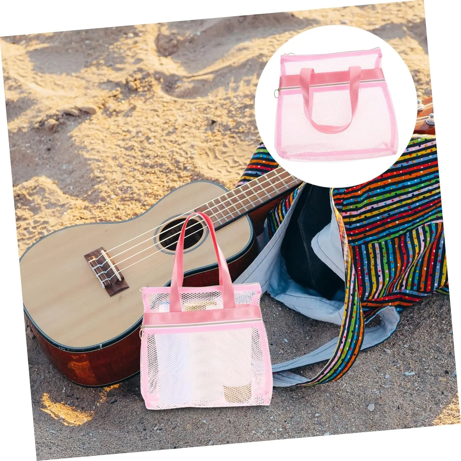 2pcs Travel Toiletry Bag Travel Make up Bag Shower Portable Nylon Beach Bag Multiple Pockets, Pinkx2pcs, 29X26CMx2pcs