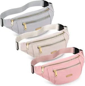 3 Pcs Waterproof Fanny Packs for Women and Men Waist Pack with Adjustable Strap Waist Pouch for Sports Running Exercise Walking Travel