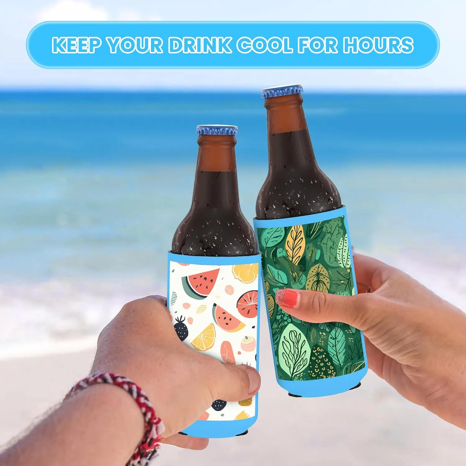 300pcs Custom Slim Can Cooler Sleeve 12oz Insulated Neoprene Drink Sleeve Holder Bulk Personalized Tall Skinny Can Coolers With Photo Logo Text for Weddings Birthday Parties Events