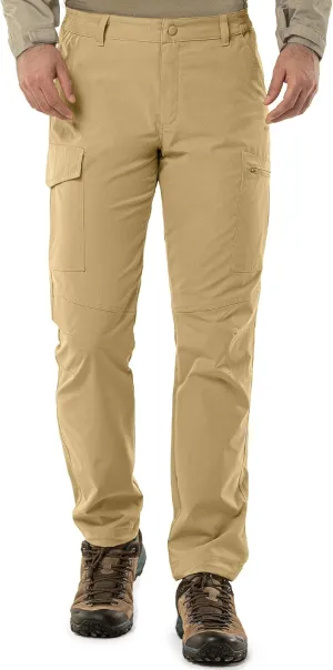 33,000ft Men's Hiking Cargo Pants, 6 Pocket Water Resistant Lightweight Ripstop Tactical Pants for Outdoor Travel Khaki