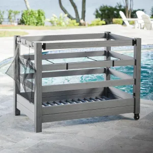 3.4ft H x 4.6ft W x 2.8ft L WoodTek Poolside Organizer and Pool Float Storage Rack, Wheeled Storage for Toys, Floats, and Accessories - Durable Pool Deck Caddy & Organizer w/Dividers, Zippity ZP19078