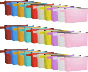 40 Pack Canvas Makeup Bags Bulk Travel Zipper Pouch Multi-Purpose Toiletry Organizer Bag Colored Carrying Case for Travel Women, 10 Colors (7.5 x 5 x 1.8 Inch)