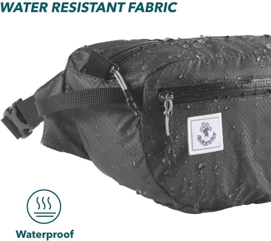 4Monster Hiking Waist Packs Portable,Water Resistant Fanny Bag with Adjustable Strap,Lightweight Crossbody Chest Bag Slim Bag