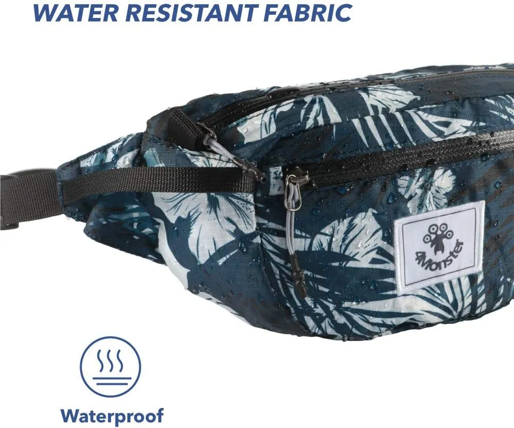 4Monster Hiking Waist Packs Portable,Water Resistant Fanny Bag with Adjustable Strap,Lightweight Crossbody Chest Bag Slim Bag