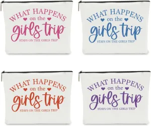 4Pcs Girls Trip Gifts Favors Girls Weekend Gifts for Women Makeup Bag Cosmetic Bag Girls Trip Essentials Weekend Bag Coin Purse for Friend Niece Bestie Daughter Coworker Graduation Christmas Birthday