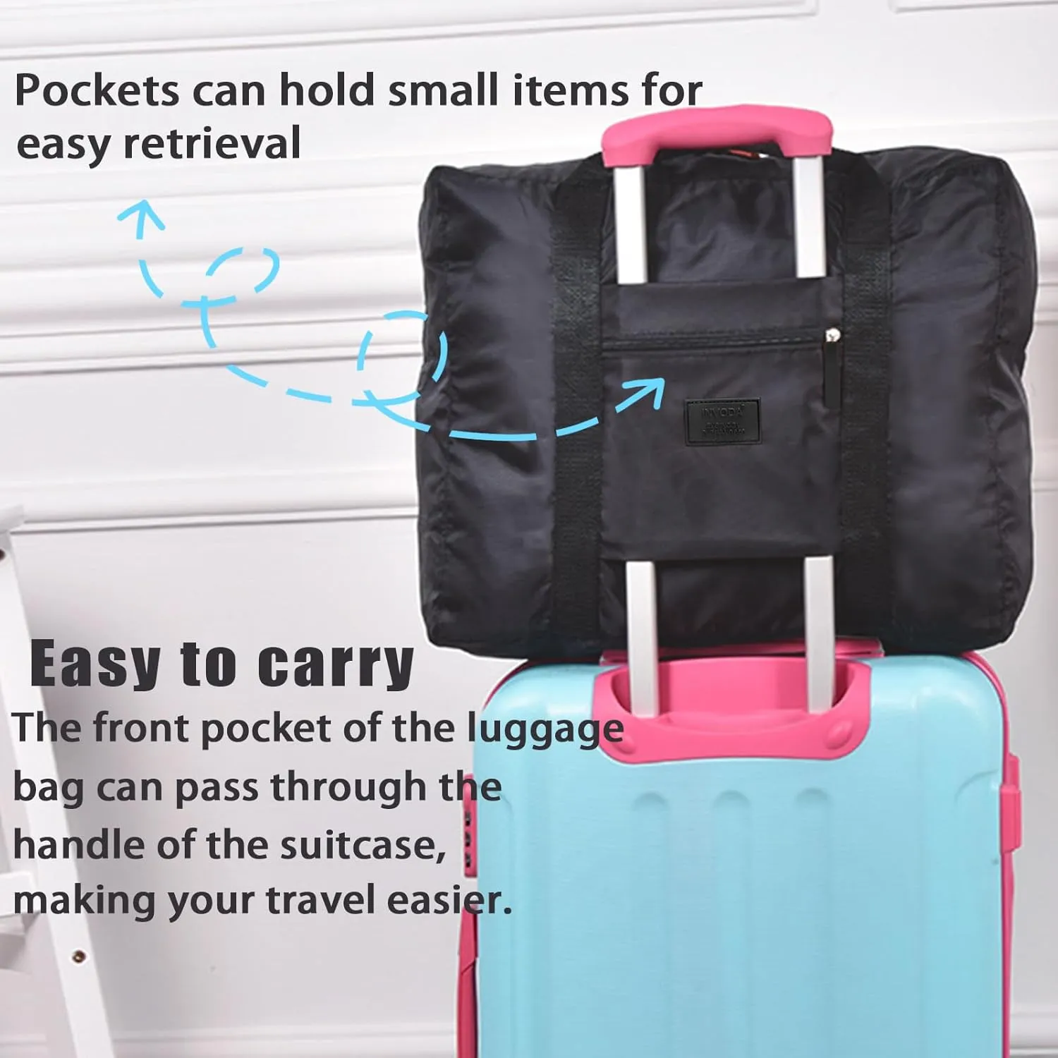 4PCS Travel Bag Foldable Luggage Bag for Spirit Airlines Tote Carry on Duffle Bag Sports Gym Water Resistant Personal Item Bag Weekender Overnight Bag (4 PCS)