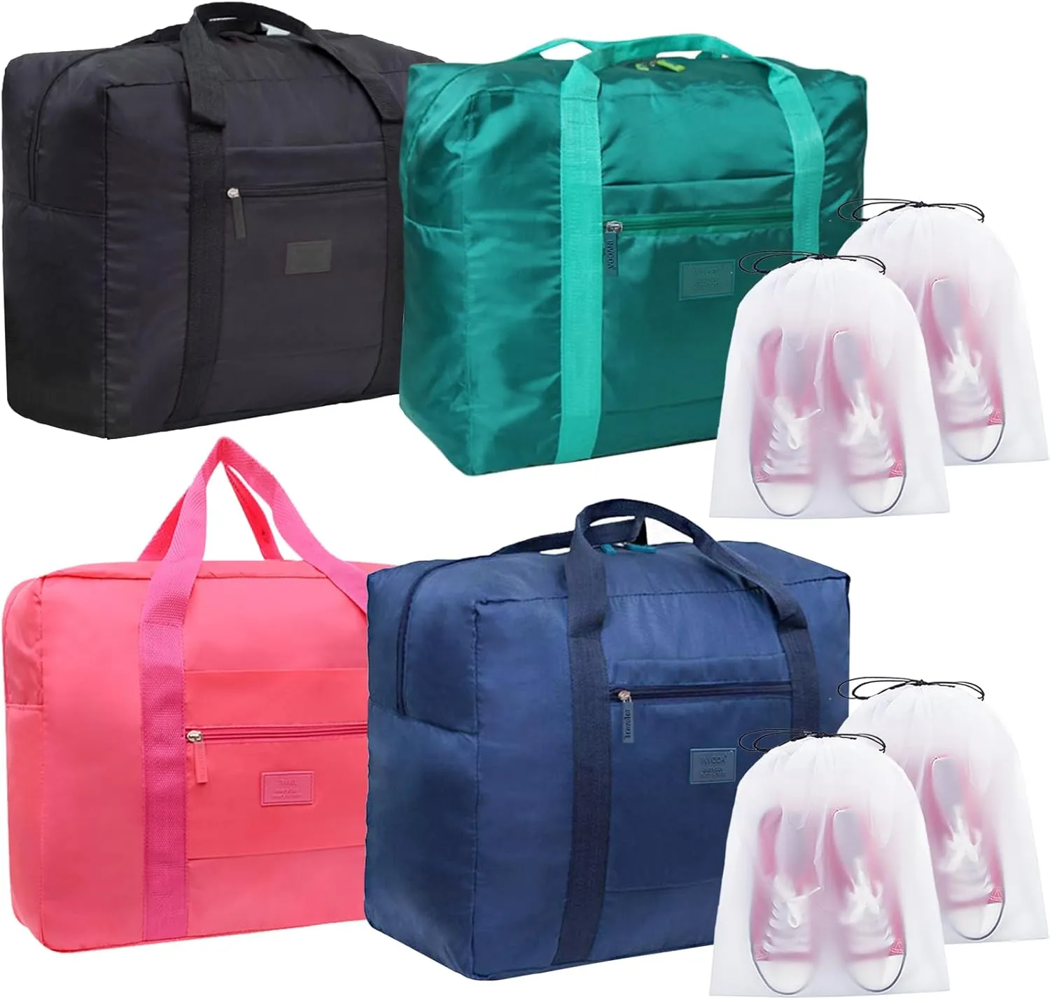 4PCS Travel Bag Foldable Luggage Bag for Spirit Airlines Tote Carry on Duffle Bag Sports Gym Water Resistant Personal Item Bag Weekender Overnight Bag (4 PCS)