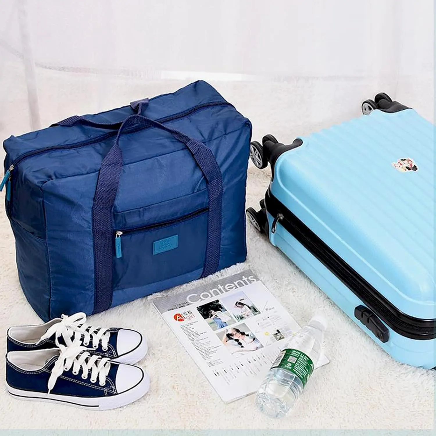 4PCS Travel Bag Foldable Luggage Bag for Spirit Airlines Tote Carry on Duffle Bag Sports Gym Water Resistant Personal Item Bag Weekender Overnight Bag (4 PCS)