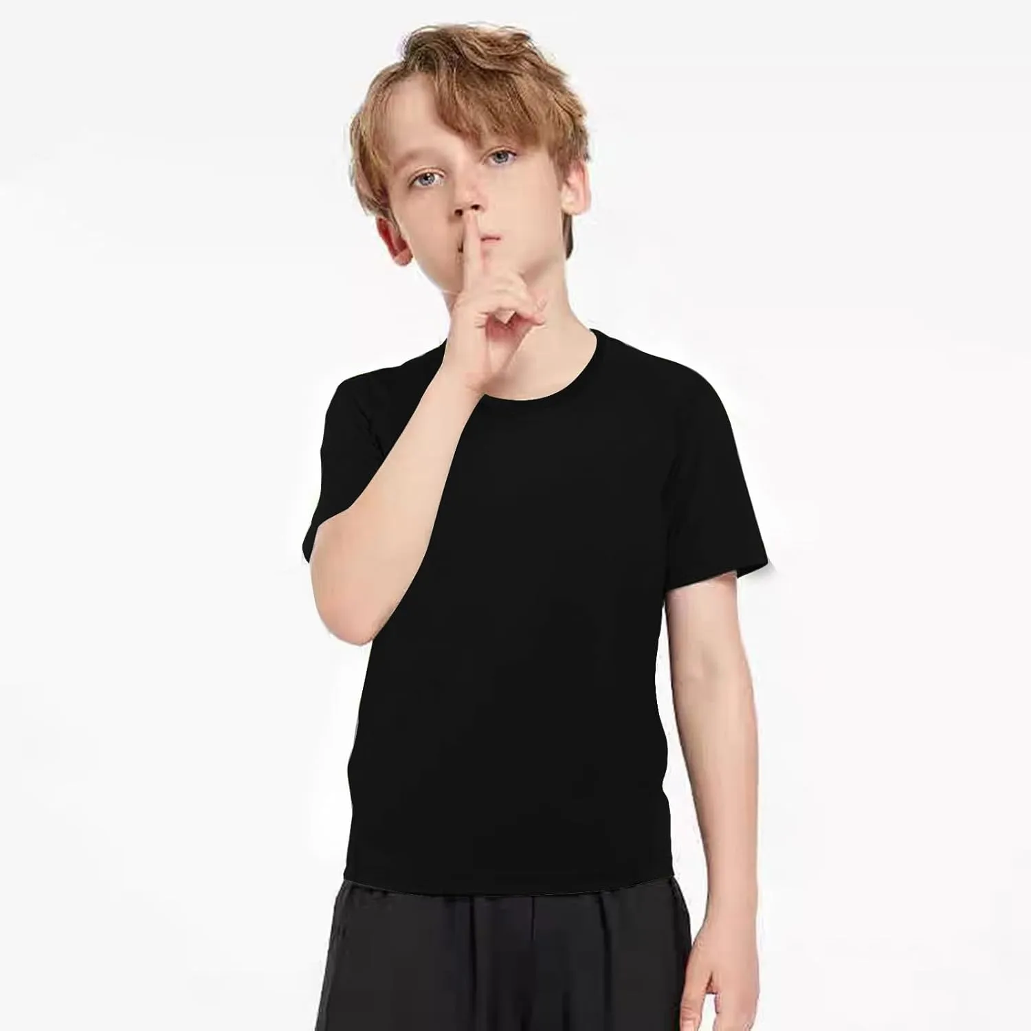 5 Pack Boys/Kids/Teens Quick Dry Shirts Mesh Moisture Wicking Active Athletic Performance T-Shirts(Age 4-18Y)