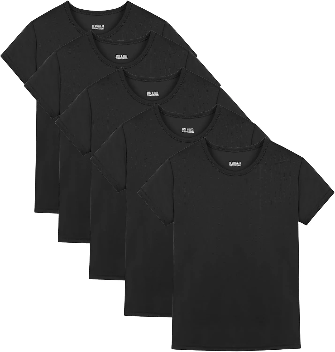 5 Pack Boys/Kids/Teens Quick Dry Shirts Mesh Moisture Wicking Active Athletic Performance T-Shirts(Age 4-18Y)