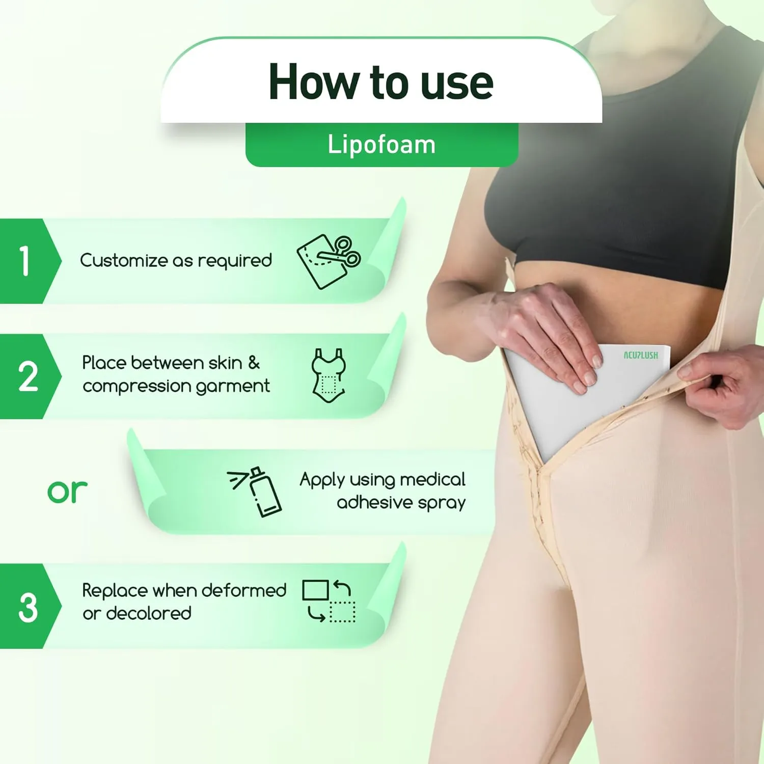5 Pack Lipo Foam Pads - Post Surgery Ab Board for Liposuction Recovery, Flattening Abdominal Compression Garments for Tummy Tuck Surgery (8” x 11” x 0.5”)