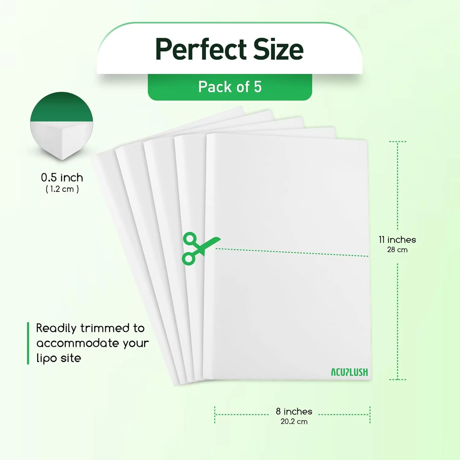 5 Pack Lipo Foam Pads - Post Surgery Ab Board for Liposuction Recovery, Flattening Abdominal Compression Garments for Tummy Tuck Surgery (8” x 11” x 0.5”)