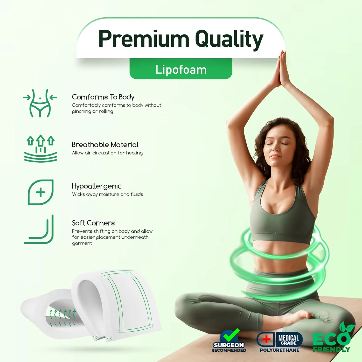 5 Pack Lipo Foam Pads - Post Surgery Ab Board for Liposuction Recovery, Flattening Abdominal Compression Garments for Tummy Tuck Surgery (8” x 11” x 0.5”)