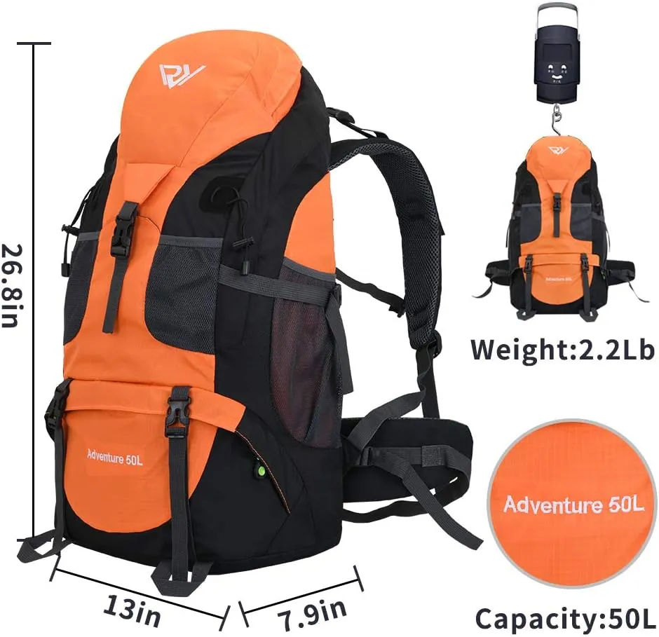 50L Hiking Backpack, Waterproof Lightweight Daypack for Outdoor Camping Travel