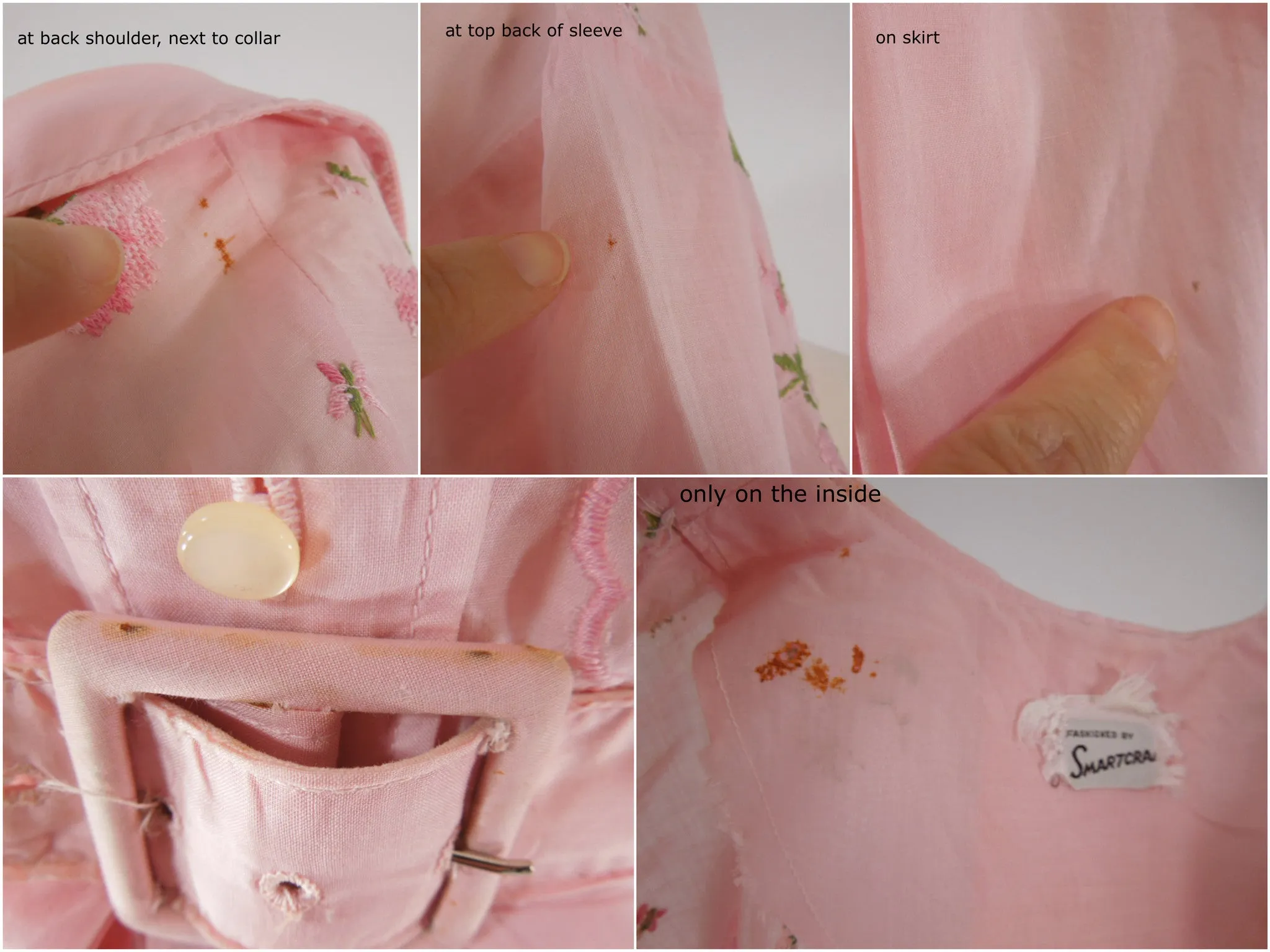 50s/60s Embroidered Pink Cotton Shirtwaist