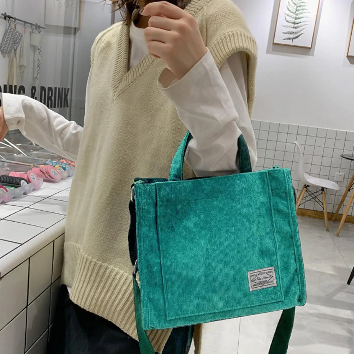 6 Colours Women Corduroy Small Square Shoulder Bag Fashion Crossbody Tote