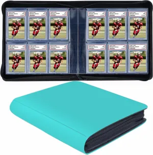 60 Pockets Graded Card Binder, Toploading PSA Slab Holder Album, PU Leather Graded Card Storage Binder, Premium 6 Pocket PSA Card Binder Album with Sleeves (Teal)