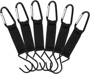 6pcs Outdoor Climbing Hooks with Straps Lightweight Aluminum Carabiner Clips for Hiking Camping and Trekking Versatile Backpack Attachments for