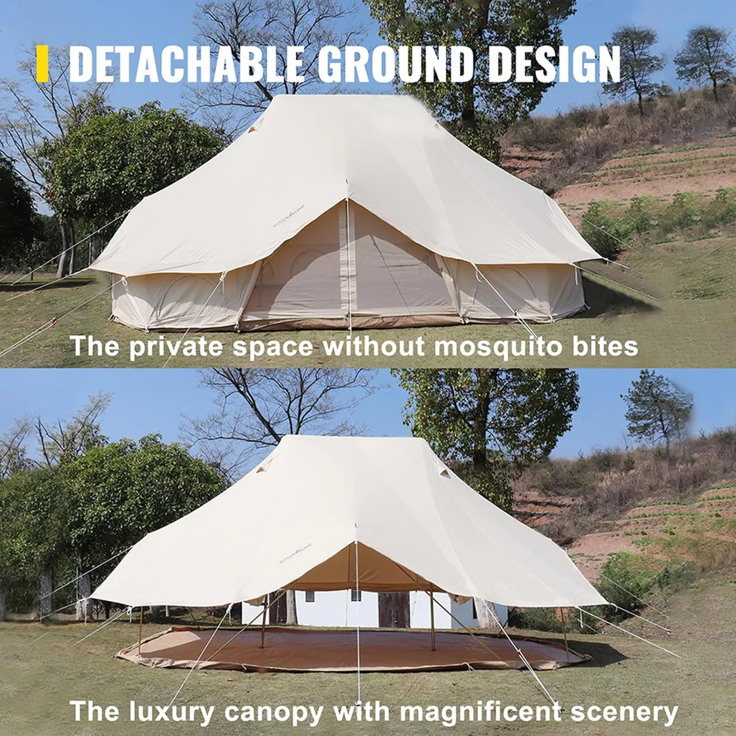 8-12 People Bell Tent Canvas Yurt Tents Canvas/900D Oxford Cloth Tent for Camping Family Tent for Activities Weddings