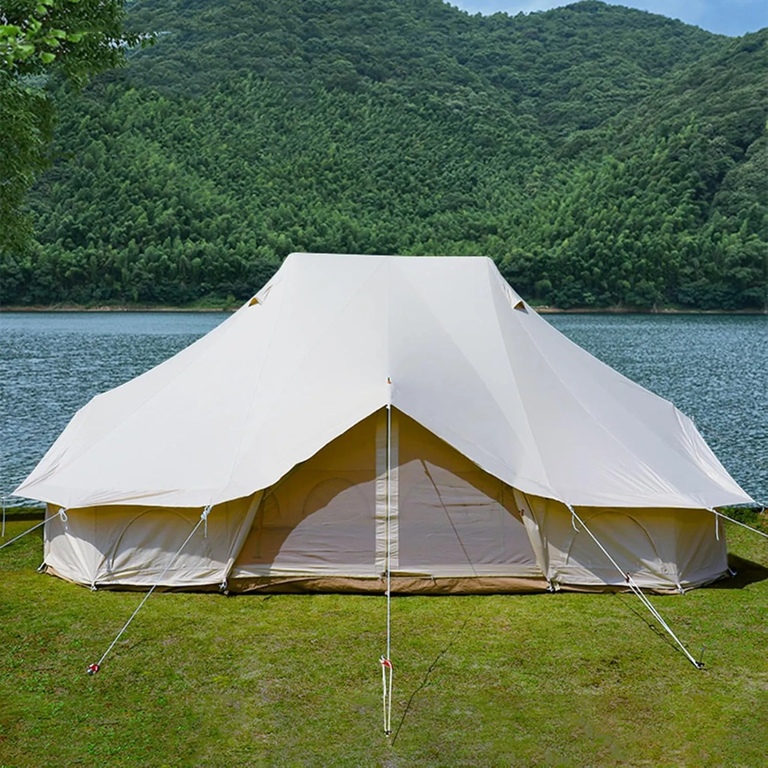 8-12 People Bell Tent Canvas Yurt Tents Canvas/900D Oxford Cloth Tent for Camping Family Tent for Activities Weddings