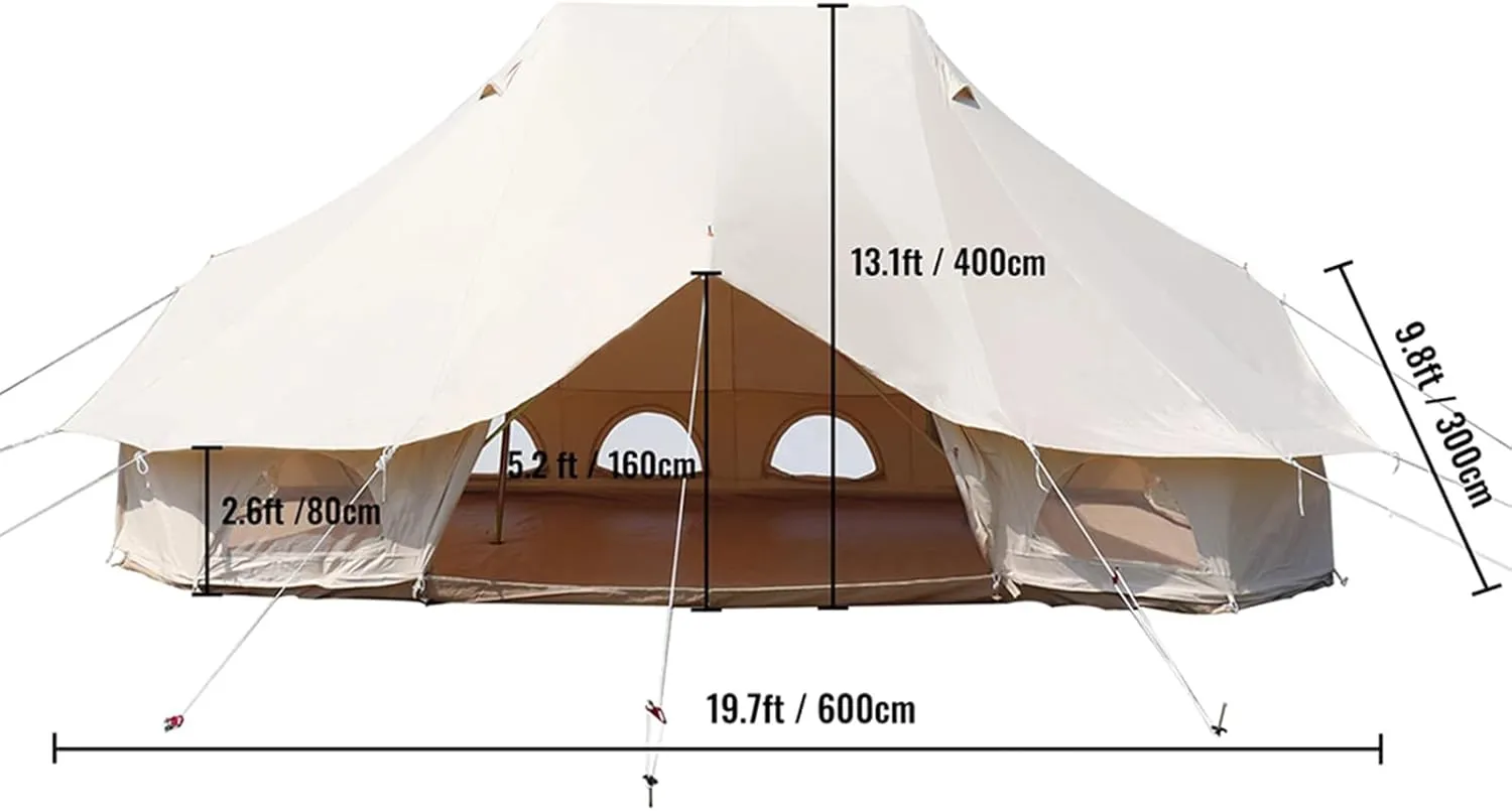 8-12 People Bell Tent Canvas Yurt Tents Canvas/900D Oxford Cloth Tent for Camping Family Tent for Activities Weddings