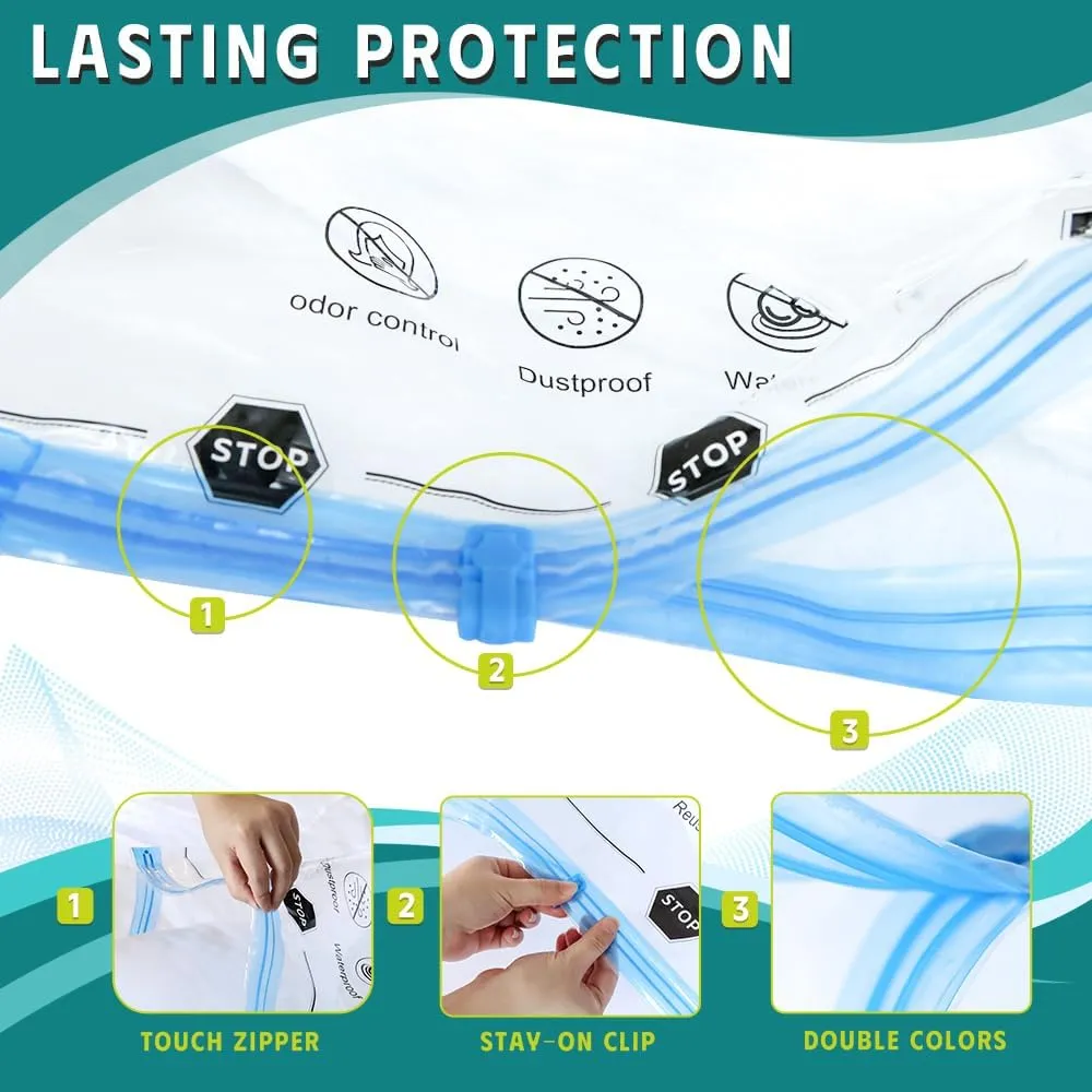 8 Jumbo Vacuum Storage Bags, Vacuum Seal Bags for Clothing, Comforters, Blankets, Space Saver Vacuum Storage Bags with Hand Pump.(39.37” X31.5”)