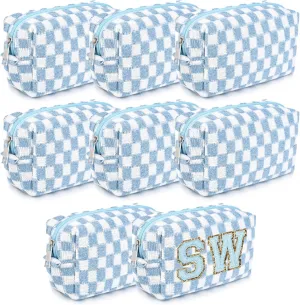 8 Pcs Checkered Makeup Bag Bridesmaid Proposal Gifts Makeup Pouch Bulk for Wedding Party Favors Bachelorette Party Decorations Toiletry Organizer Bag Cosmetic Case Gift