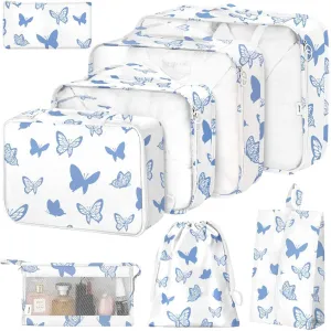 8 Set Packing Cubes for Suitcases,Packing Cube with Shoe, Cosmetics, Clothing, Accessories Bags Packing Cubes for Travel Luggage Organizer Women Men(Butterfly)