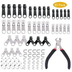 85PCS Universal Zipper Repair Kit – Easy Fix Sliders Pullers & Closures for Broken