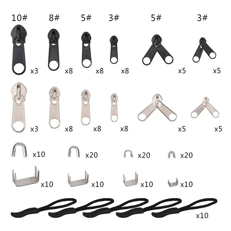 85PCS Universal Zipper Repair Kit – Easy Fix Sliders Pullers & Closures for Broken