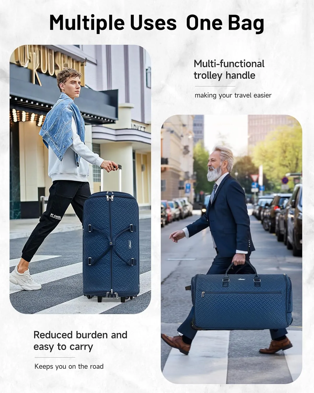 93L Carry on Garment Duffle Bag with Wheels, Folding Convertible Rolling Garment Bag for Travel with Shoes Compartment, Wheeled Waterproof Suit Bag Travel for Men Women