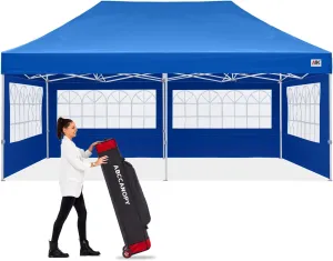 ABCCANOPY Outdoor Winter Gazebo 10x20, Premium Instant Pop Up Canopy Tent with Elegant Church Window,Snow and Rain Protection, Bonus Wheeled Bag,Royal Blue