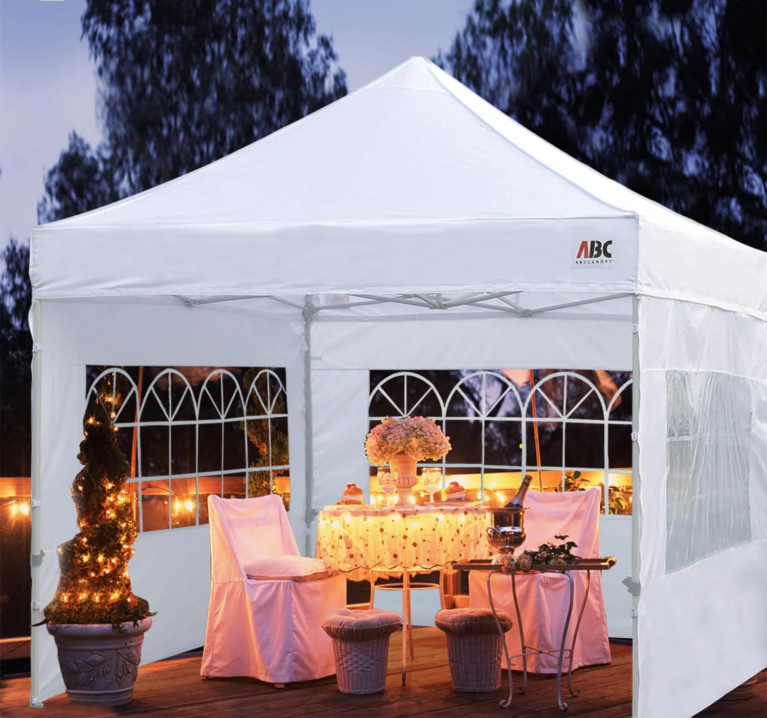 ABCCANOPY Outdoor Winter Gazebo 8x8, Premium Instant Pop Up Canopy Tent with Elegant Church Window,Snow and Rain Protection, Bonus Wheeled Bag,White