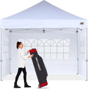 ABCCANOPY Outdoor Winter Gazebo 8x8, Premium Instant Pop Up Canopy Tent with Elegant Church Window,Snow and Rain Protection, Bonus Wheeled Bag,White