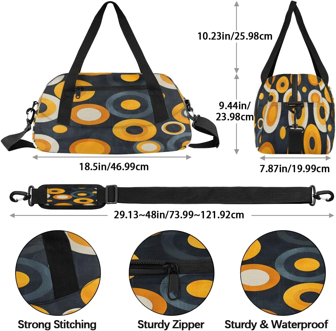 Abstract Art Circles Kids Duffle Bag Boys Girls Small Sport Dance Gym Bag for Overnight Travel Weekender Carry On