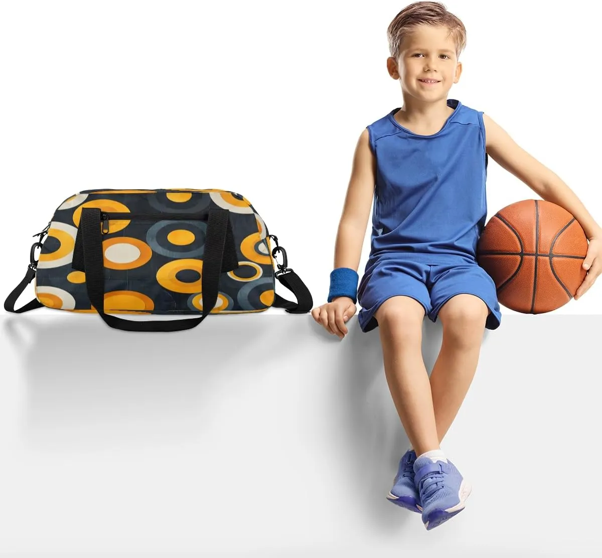Abstract Art Circles Kids Duffle Bag Boys Girls Small Sport Dance Gym Bag for Overnight Travel Weekender Carry On