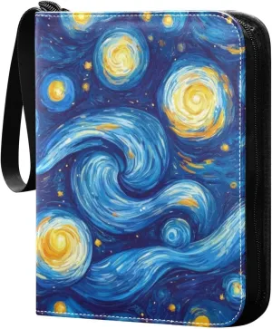 Abstract Painting Pattern Card Binder, 400 Pockets Card Holder with 50 Sleeves, Sturdy Card Holder Folders for Game Cards & Sports Cards