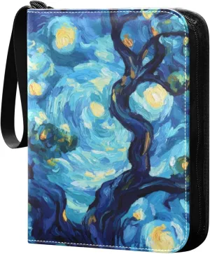 Abstract Painting Pattern Card Binder, 400 Pockets Card Holder with 50 Sleeves, Sturdy Card Holder Folders for Game Cards & Sports Cards