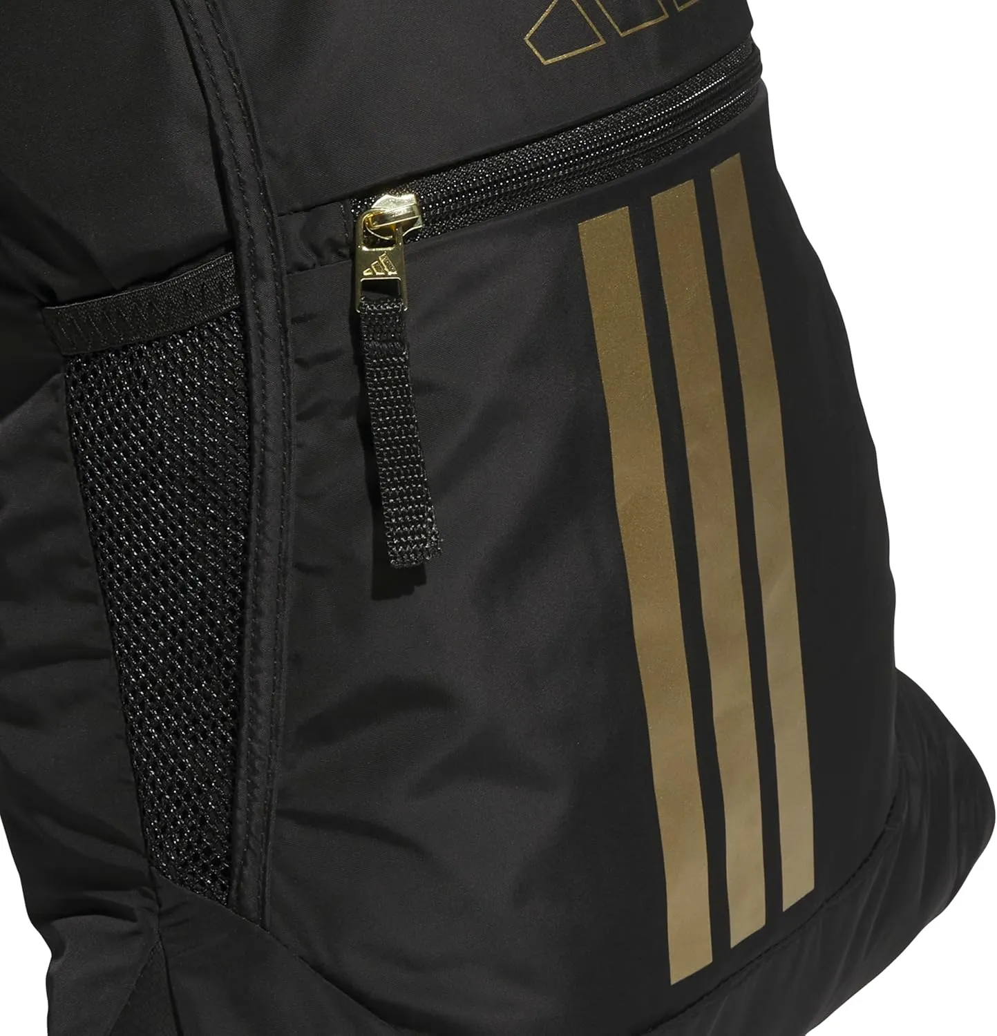 adidas Alliance Sackpack, Drawstring, Lightweight Small Gym Bag for Women, Soccer Backpack, Black/Gold Metallic, One Size
