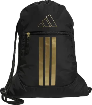 adidas Alliance Sackpack, Drawstring, Lightweight Small Gym Bag for Women, Soccer Backpack, Black/Gold Metallic, One Size