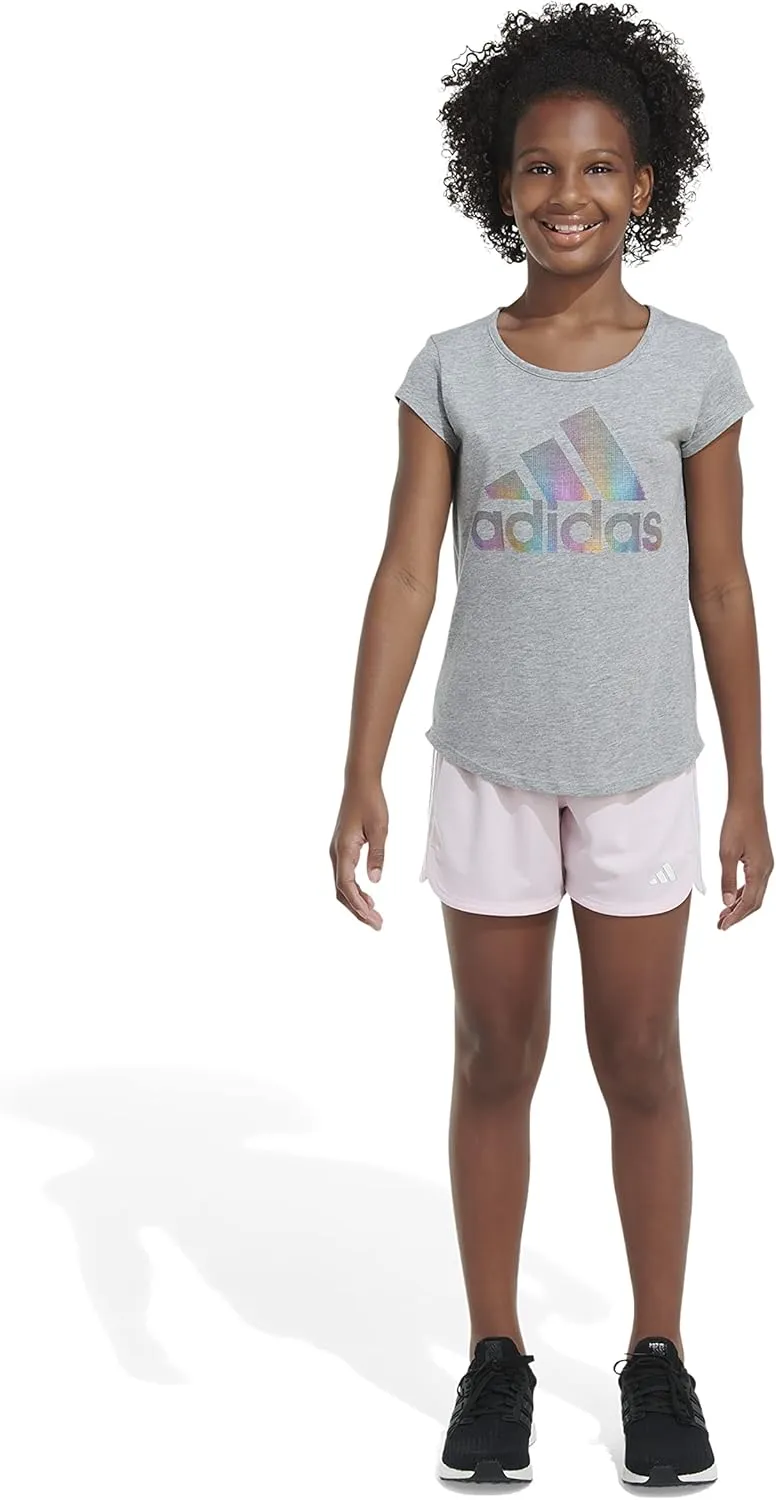 adidas Girls' Big Aeroready 3-Stripe Pacer Mesh Short